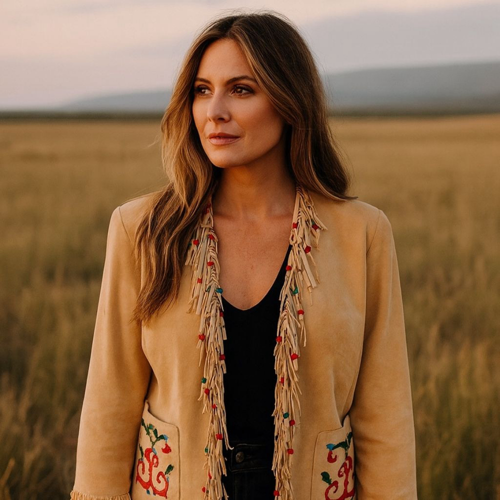 Double D Ranch Beaded Suede Jacket Light Tan Leat… - image 2